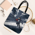 Carlton Blues Australian Football Tote Bag Superhero Mascot With Indigenous Pattern Art