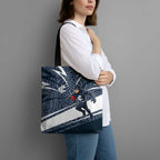 Carlton Blues Australian Football Tote Bag Superhero Mascot With Indigenous Pattern Art