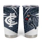 Carlton Blues Australian Football Tumbler Cup Superhero Mascot With Indigenous Pattern Art