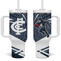 Carlton Blues Australian Football Tumbler With Handle Superhero Mascot With Indigenous Pattern Art