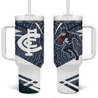 Carlton Blues Australian Football Tumbler With Handle Superhero Mascot With Indigenous Pattern Art