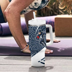 Carlton Blues Australian Football Tumbler With Handle Superhero Mascot With Indigenous Pattern Art