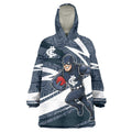 Carlton Blues Australian Football Wearable Blanket Hoodie Superhero Mascot With Indigenous Pattern Art