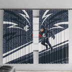 Carlton Blues Australian Football Window Curtain Superhero Mascot With Indigenous Pattern Art