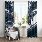 Carlton Blues Australian Football Window Curtain Superhero Mascot With Indigenous Pattern Art