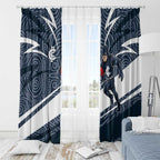 Carlton Blues Australian Football Window Curtain Superhero Mascot With Indigenous Pattern Art