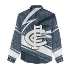 Carlton Blues Australian Football Women Casual Shirt Superhero Mascot With Indigenous Pattern Art