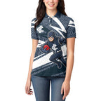 Carlton Blues Australian Football Women Polo Shirt Superhero Mascot With Indigenous Pattern Art