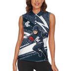Carlton Blues Australian Football Women Sleeveless Polo Shirt Superhero Mascot With Indigenous Pattern Art