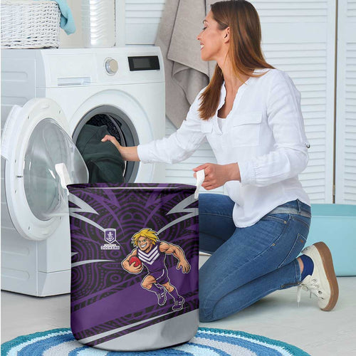 Fremantle Dockers Australian Football Laundry Basket Athletic Hero Mascot With Indigenous Pattern Art