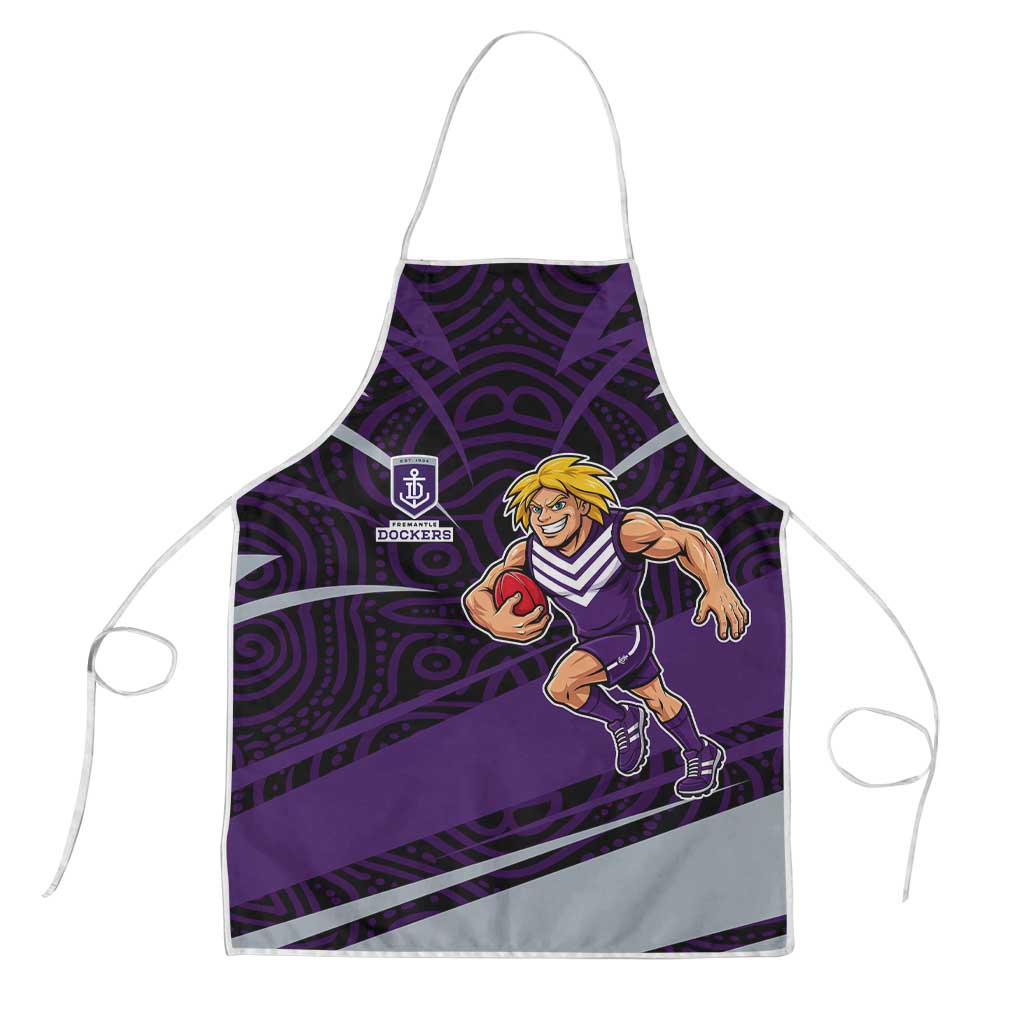 Fremantle Dockers Australian Football Apron Athletic Hero Mascot With Indigenous Pattern Art