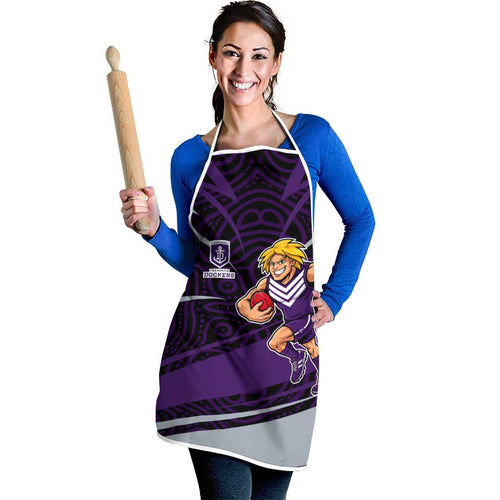 Fremantle Dockers Australian Football Apron Athletic Hero Mascot With Indigenous Pattern Art