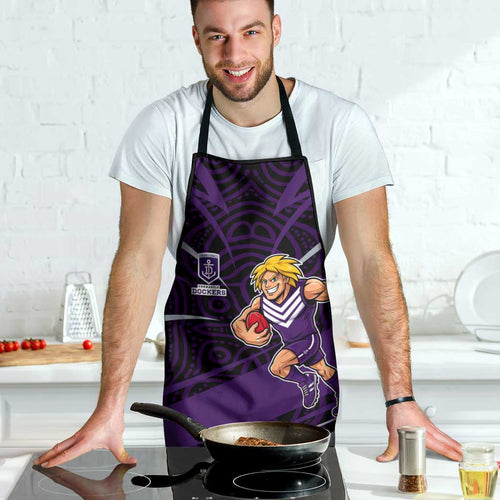 Fremantle Dockers Australian Football Apron Athletic Hero Mascot With Indigenous Pattern Art