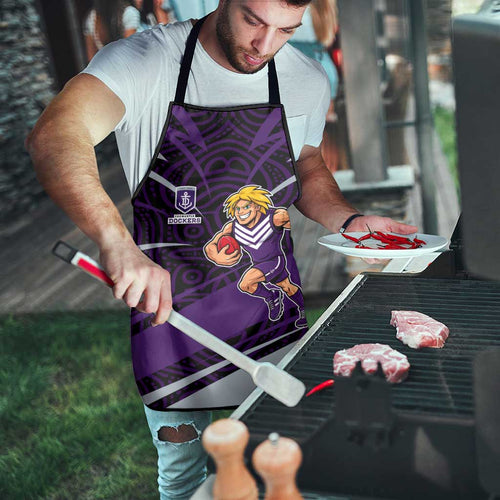Fremantle Dockers Australian Football Apron Athletic Hero Mascot With Indigenous Pattern Art