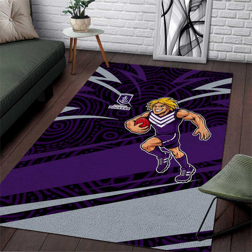 Fremantle Dockers Australian Football Area Rug Athletic Hero Mascot With Indigenous Pattern Art
