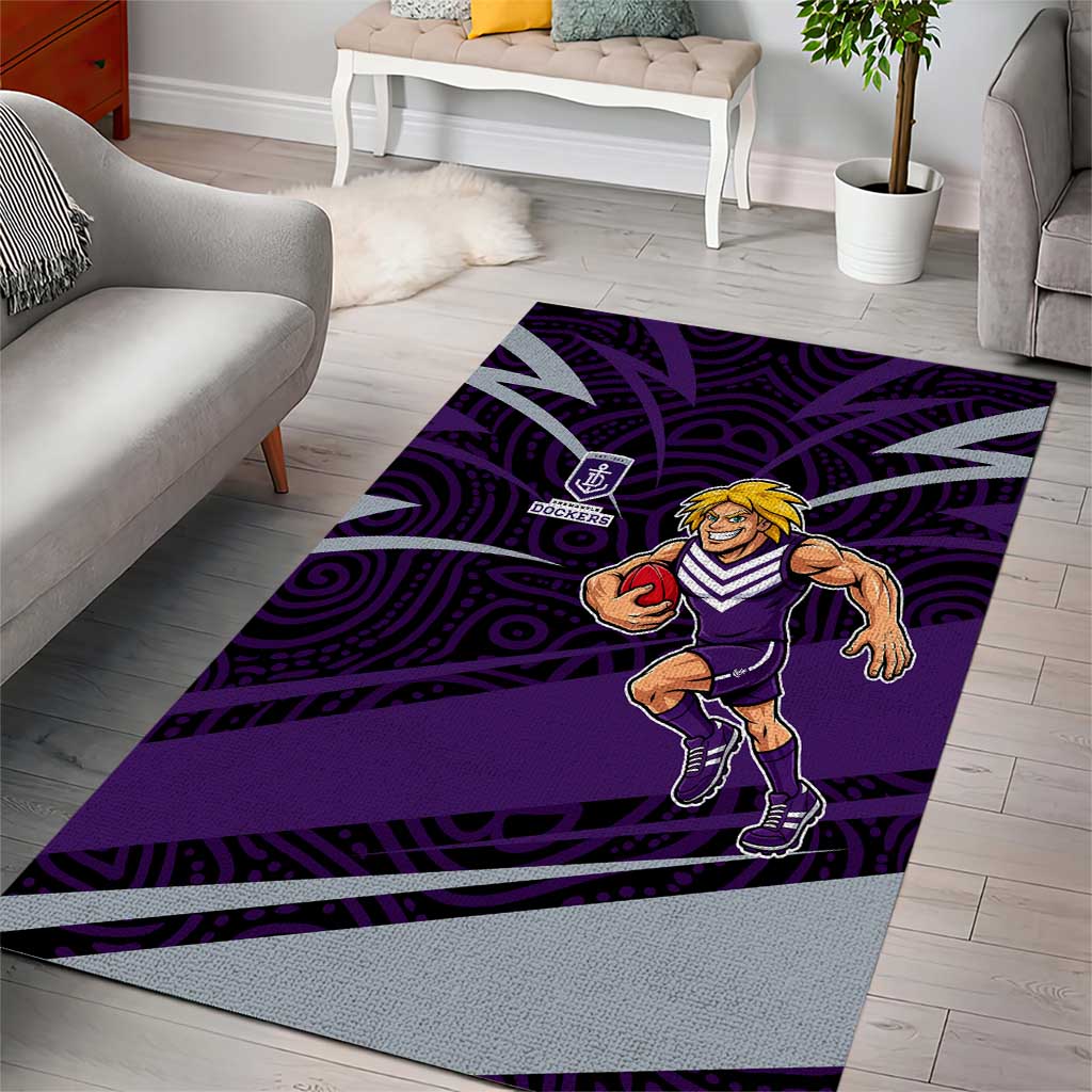 Fremantle Dockers Australian Football Area Rug Athletic Hero Mascot With Indigenous Pattern Art