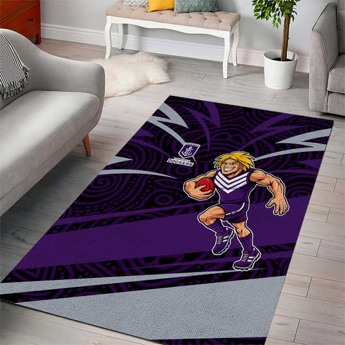 Fremantle Dockers Australian Football Area Rug Athletic Hero Mascot With Indigenous Pattern Art