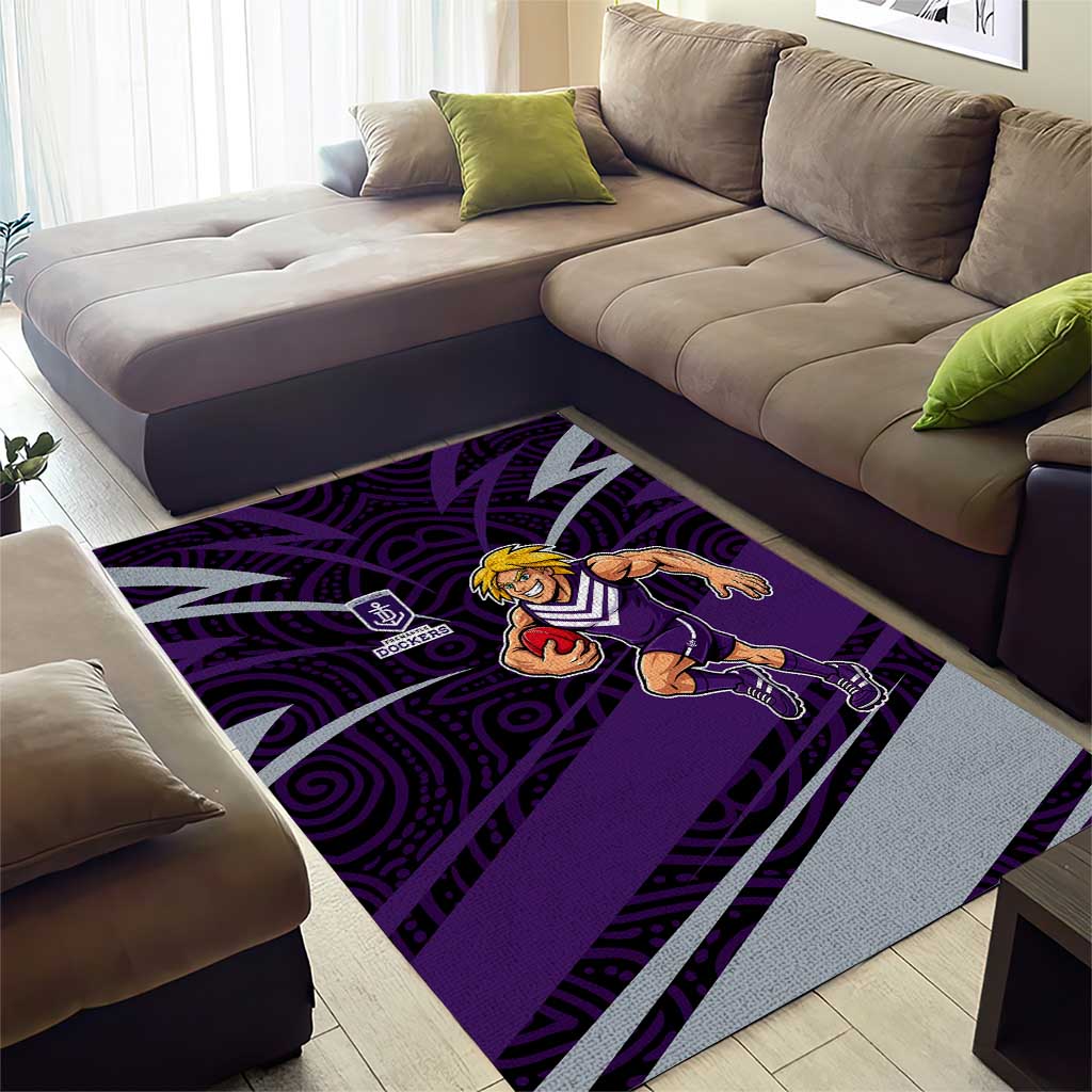 Fremantle Dockers Australian Football Area Rug Athletic Hero Mascot With Indigenous Pattern Art
