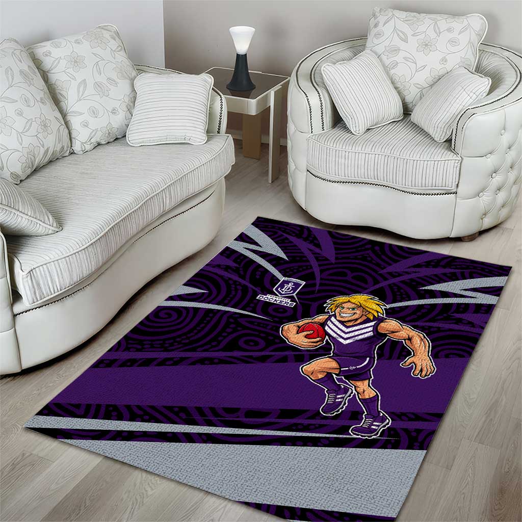Fremantle Dockers Australian Football Area Rug Athletic Hero Mascot With Indigenous Pattern Art