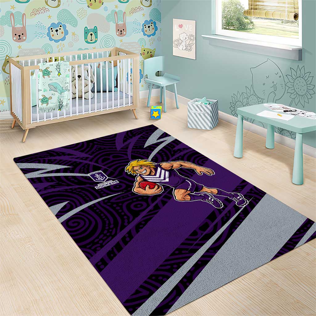 Fremantle Dockers Australian Football Area Rug Athletic Hero Mascot With Indigenous Pattern Art