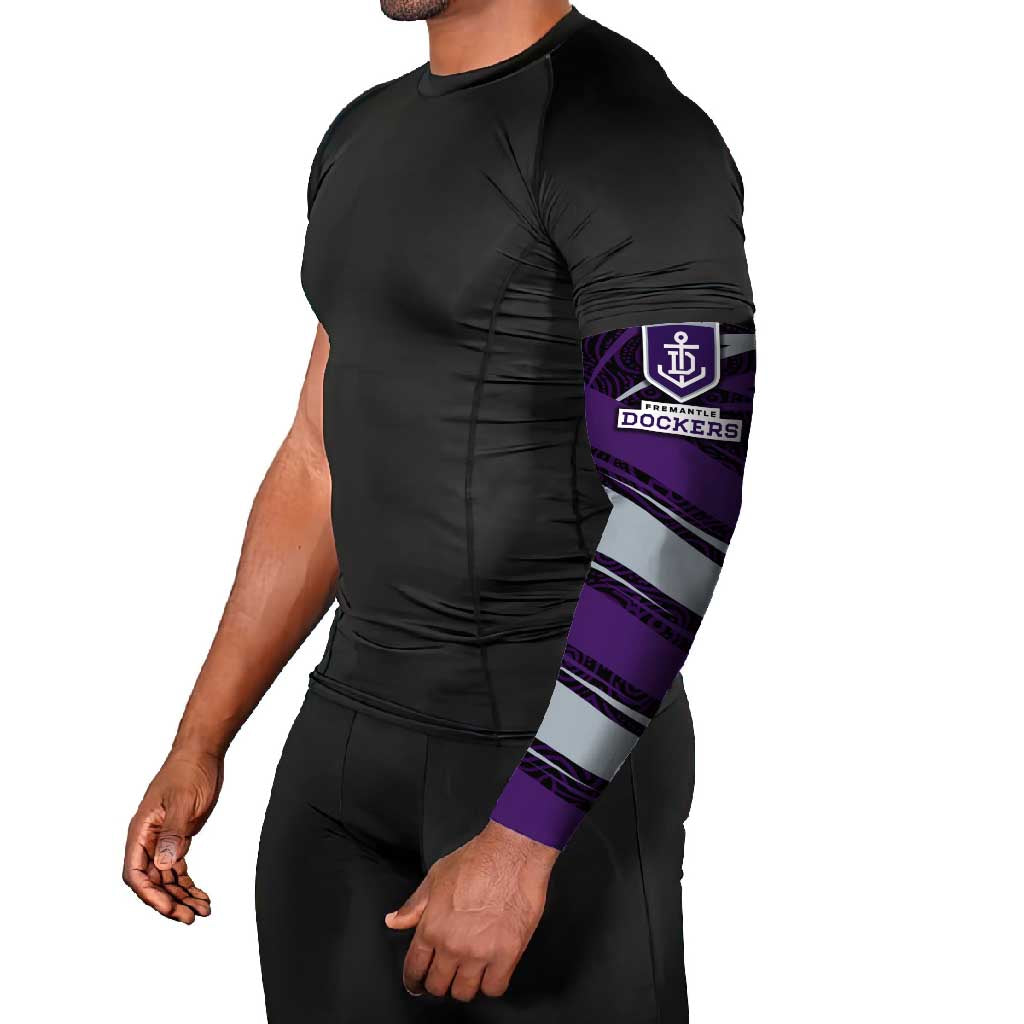 Fremantle Dockers Australian Football Arm Sleeves Athletic Hero Mascot With Indigenous Pattern Art