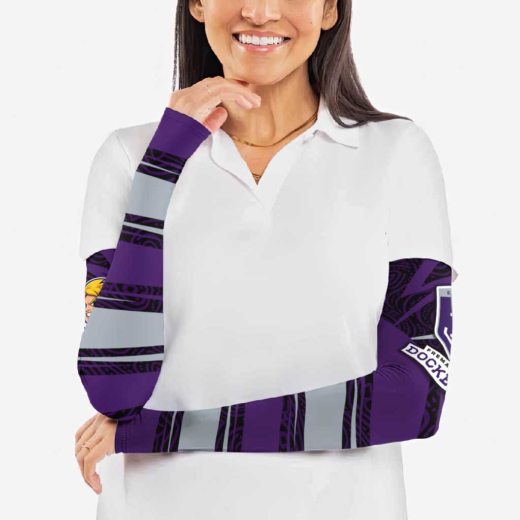 Fremantle Dockers Australian Football Arm Sleeves Athletic Hero Mascot With Indigenous Pattern Art