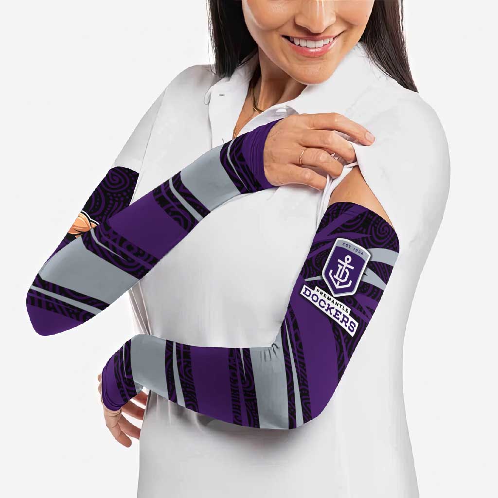 Fremantle Dockers Australian Football Arm Sleeves Athletic Hero Mascot With Indigenous Pattern Art