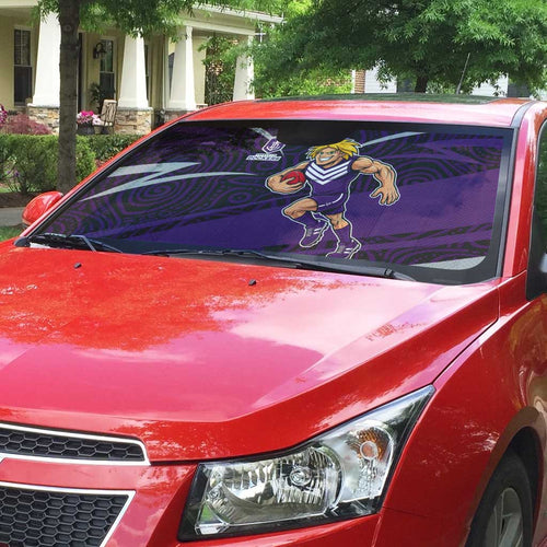 Fremantle Dockers Australian Football Auto Sun Shade Athletic Hero Mascot With Indigenous Pattern Art