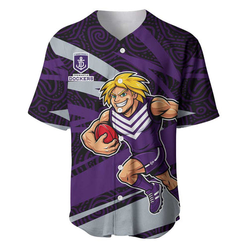 Fremantle Dockers Australian Football Baseball Jersey Athletic Hero Mascot With Indigenous Pattern Art