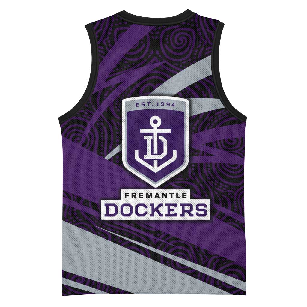 Fremantle Dockers Australian Football Basketball Jersey Athletic Hero Mascot With Indigenous Pattern Art