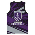 Fremantle Dockers Australian Football Basketball Jersey Athletic Hero Mascot With Indigenous Pattern Art