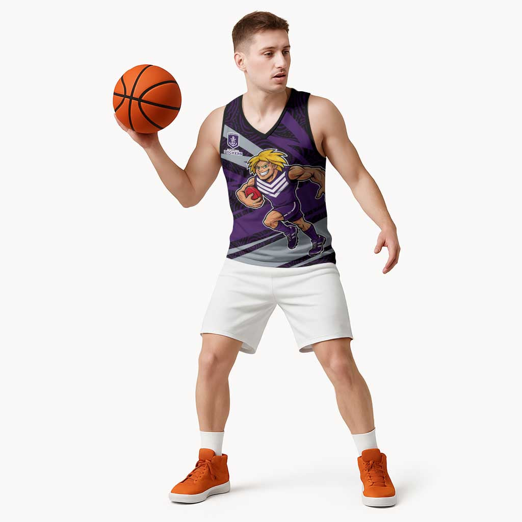 Fremantle Dockers Australian Football Basketball Jersey Athletic Hero Mascot With Indigenous Pattern Art