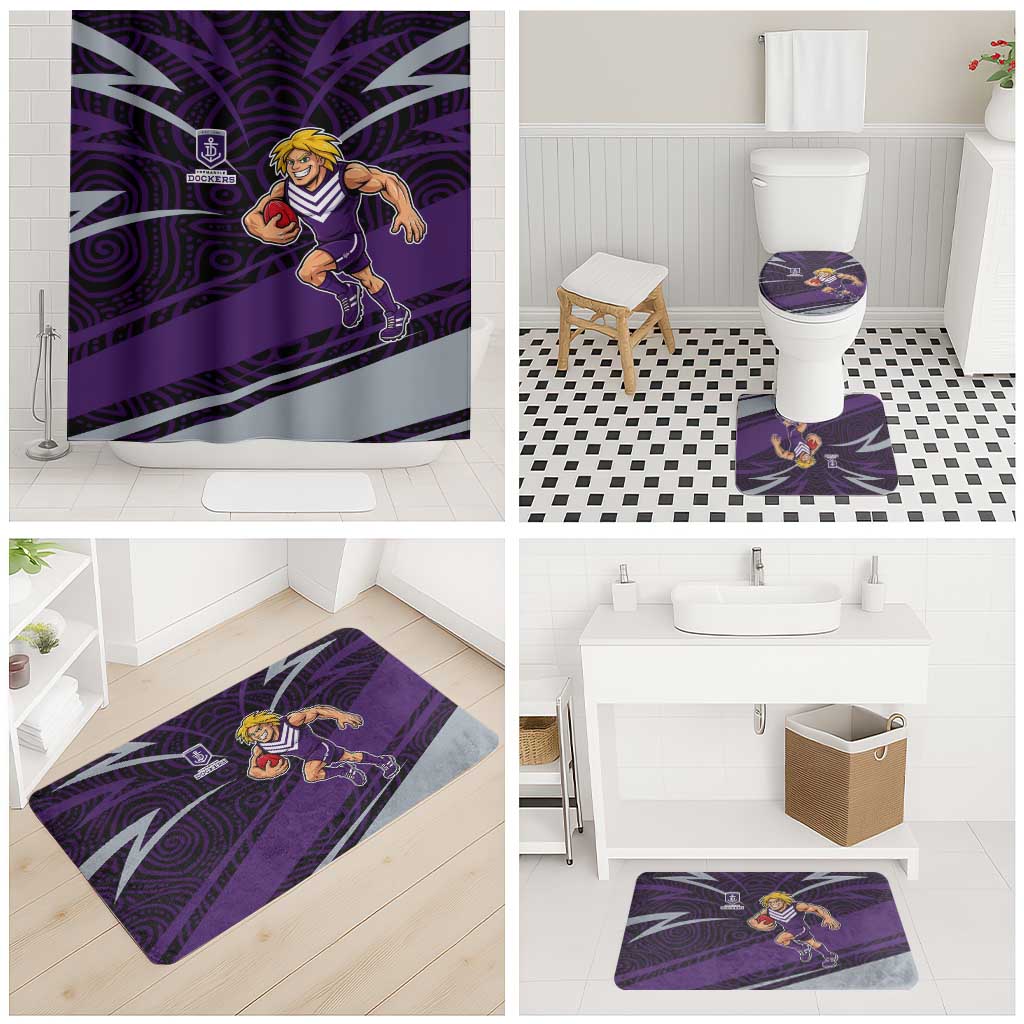 Fremantle Dockers Australian Football Bathroom Set Athletic Hero Mascot With Indigenous Pattern Art