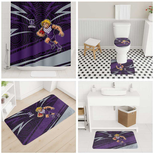 Fremantle Dockers Australian Football Bathroom Set Athletic Hero Mascot With Indigenous Pattern Art