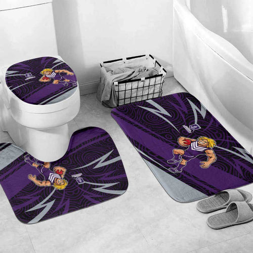 Fremantle Dockers Australian Football Bathroom Set Athletic Hero Mascot With Indigenous Pattern Art