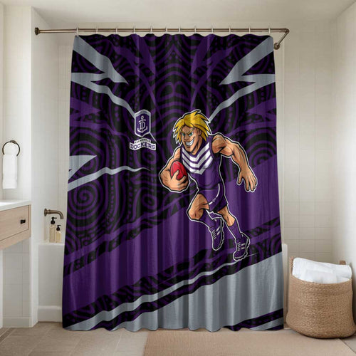 Fremantle Dockers Australian Football Bathroom Set Athletic Hero Mascot With Indigenous Pattern Art