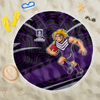 Fremantle Dockers Australian Football Beach Blanket Athletic Hero Mascot With Indigenous Pattern Art