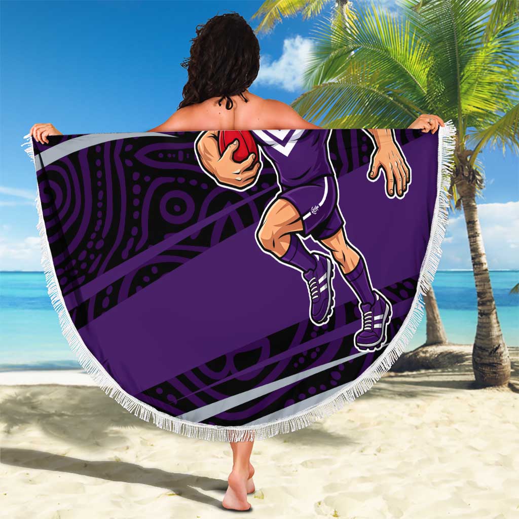 Fremantle Dockers Australian Football Beach Blanket Athletic Hero Mascot With Indigenous Pattern Art