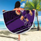 Fremantle Dockers Australian Football Beach Blanket Athletic Hero Mascot With Indigenous Pattern Art
