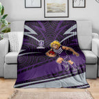 Fremantle Dockers Australian Football Blanket Athletic Hero Mascot With Indigenous Pattern Art