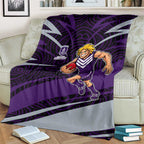 Fremantle Dockers Australian Football Blanket Athletic Hero Mascot With Indigenous Pattern Art