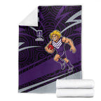 Fremantle Dockers Australian Football Blanket Athletic Hero Mascot With Indigenous Pattern Art