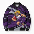 Fremantle Dockers Australian Football Bomber Puffer Jacket Athletic Hero Mascot With Indigenous Pattern Art