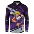 Fremantle Dockers Australian Football Button Sweatshirt Athletic Hero Mascot With Indigenous Pattern Art