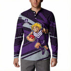 Fremantle Dockers Australian Football Button Sweatshirt Athletic Hero Mascot With Indigenous Pattern Art