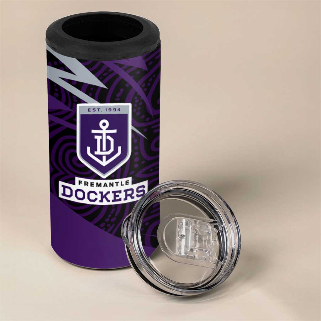 Fremantle Dockers Australian Football 4 in 1 Can Cooler Tumbler Athletic Hero Mascot With Indigenous Pattern Art