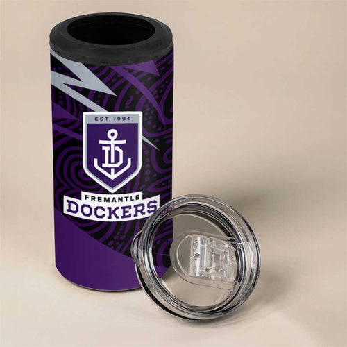 Fremantle Dockers Australian Football 4 in 1 Can Cooler Tumbler Athletic Hero Mascot With Indigenous Pattern Art