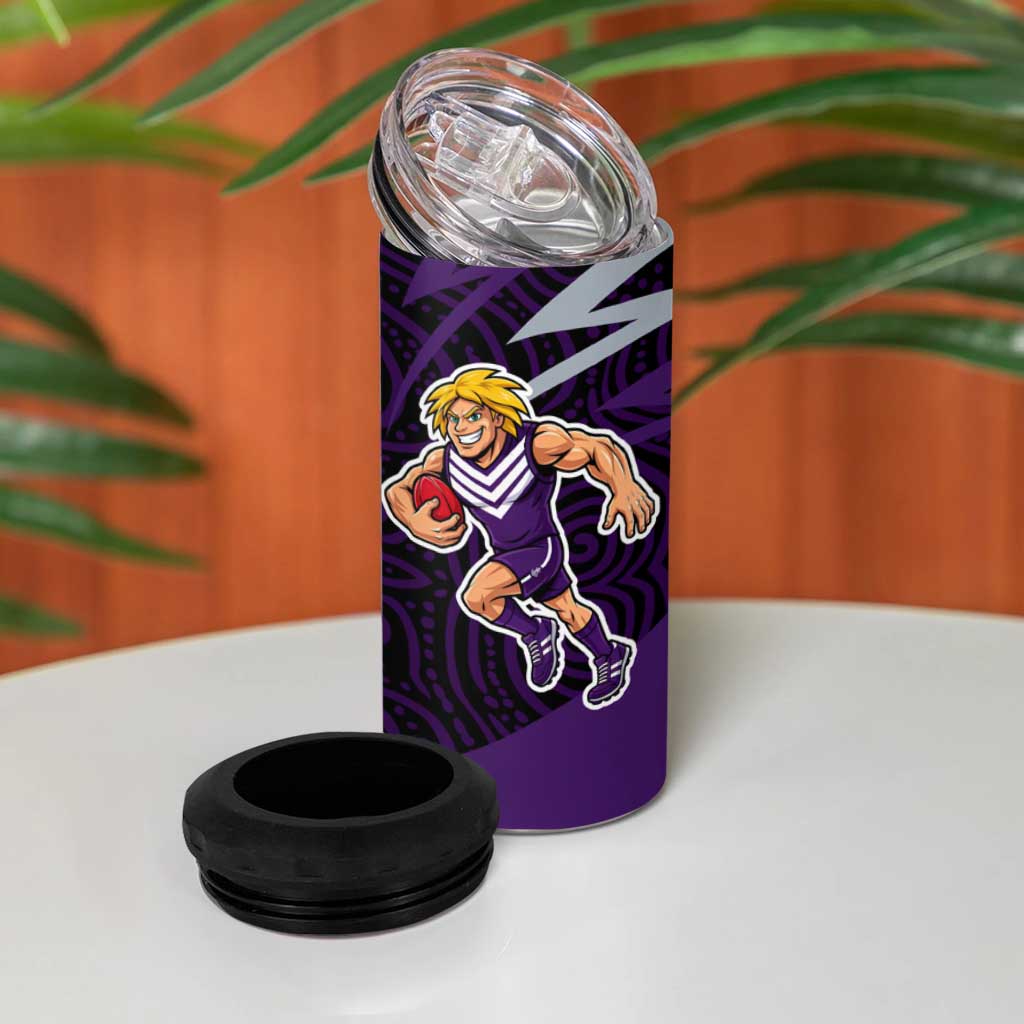 Fremantle Dockers Australian Football 4 in 1 Can Cooler Tumbler Athletic Hero Mascot With Indigenous Pattern Art