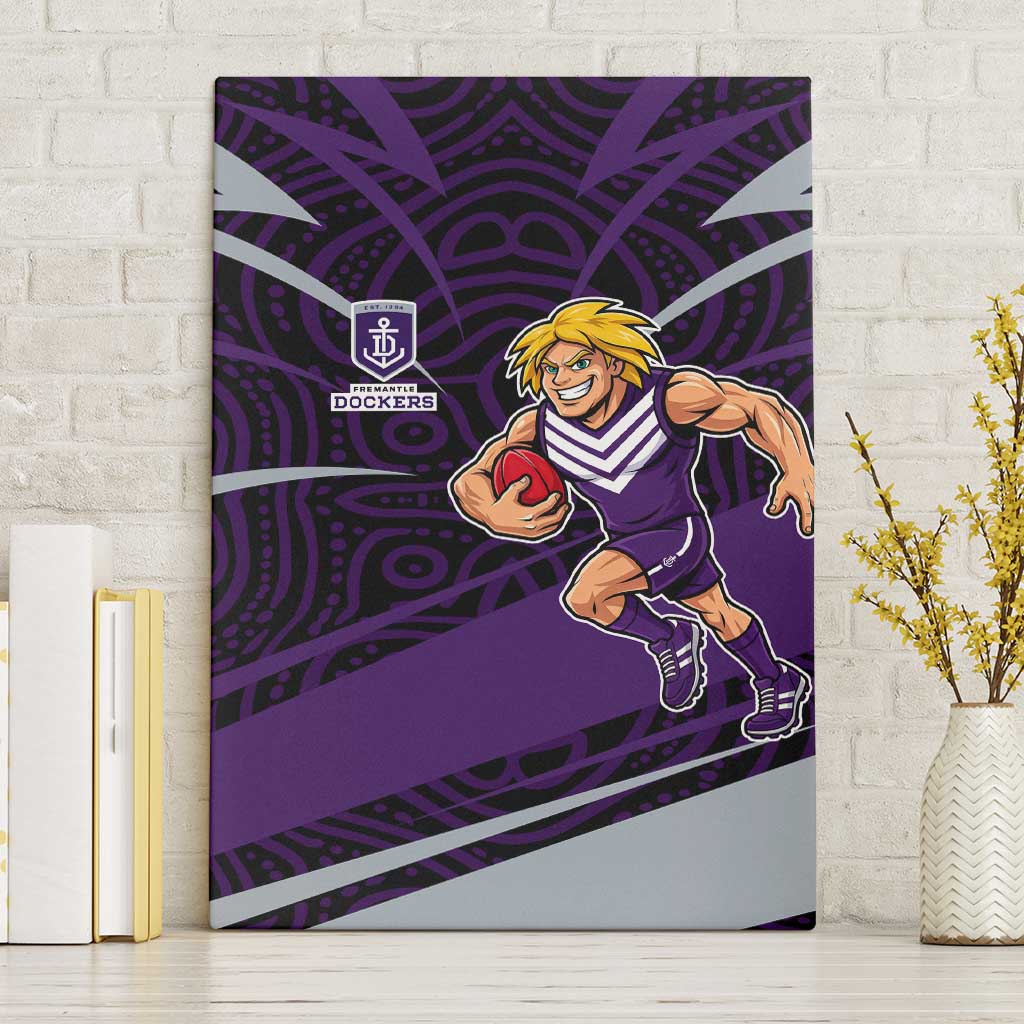 Fremantle Dockers Australian Football Canvas Wall Art Athletic Hero Mascot With Indigenous Pattern Art
