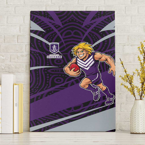 Fremantle Dockers Australian Football Canvas Wall Art Athletic Hero Mascot With Indigenous Pattern Art